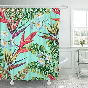 Amazon Com Emvency Shower Curtain 72 X 72 Inches Tropical Floral