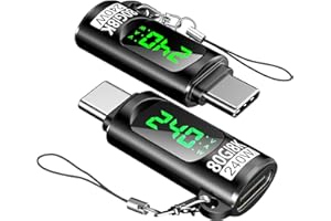 2 Pack 240W USB C Adapter with Digital Display,Voltage Current Power Meter Tester 80Gbps 60Hz Type C Male to Female Connector