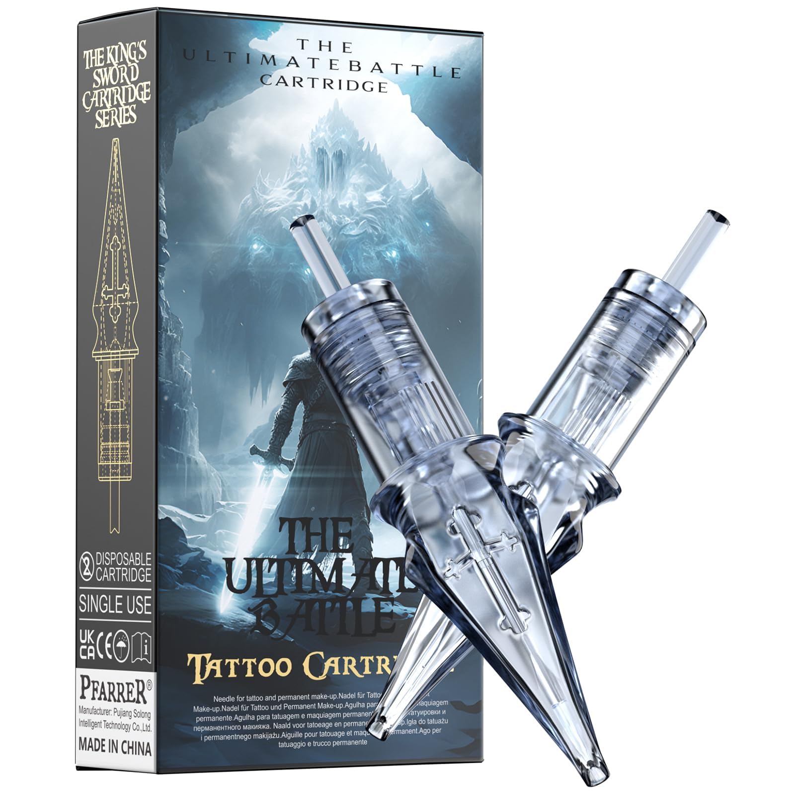 PFARRER Tattoo Needles Cartridge #12 Standard 9 Curved/Round Magnum M-Taper 20PCS with Membrane Professional Disposable EN01P-20-1209RM