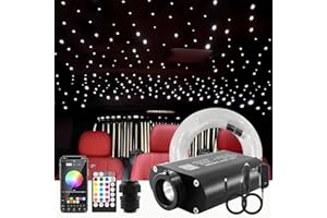 ATOKEE Sound Activated 150pcs Starlight Headliner Kit, 0.03in 6.5ft Fiber Strands 16W Star Lights for Car Controlled Via App & RF Remote