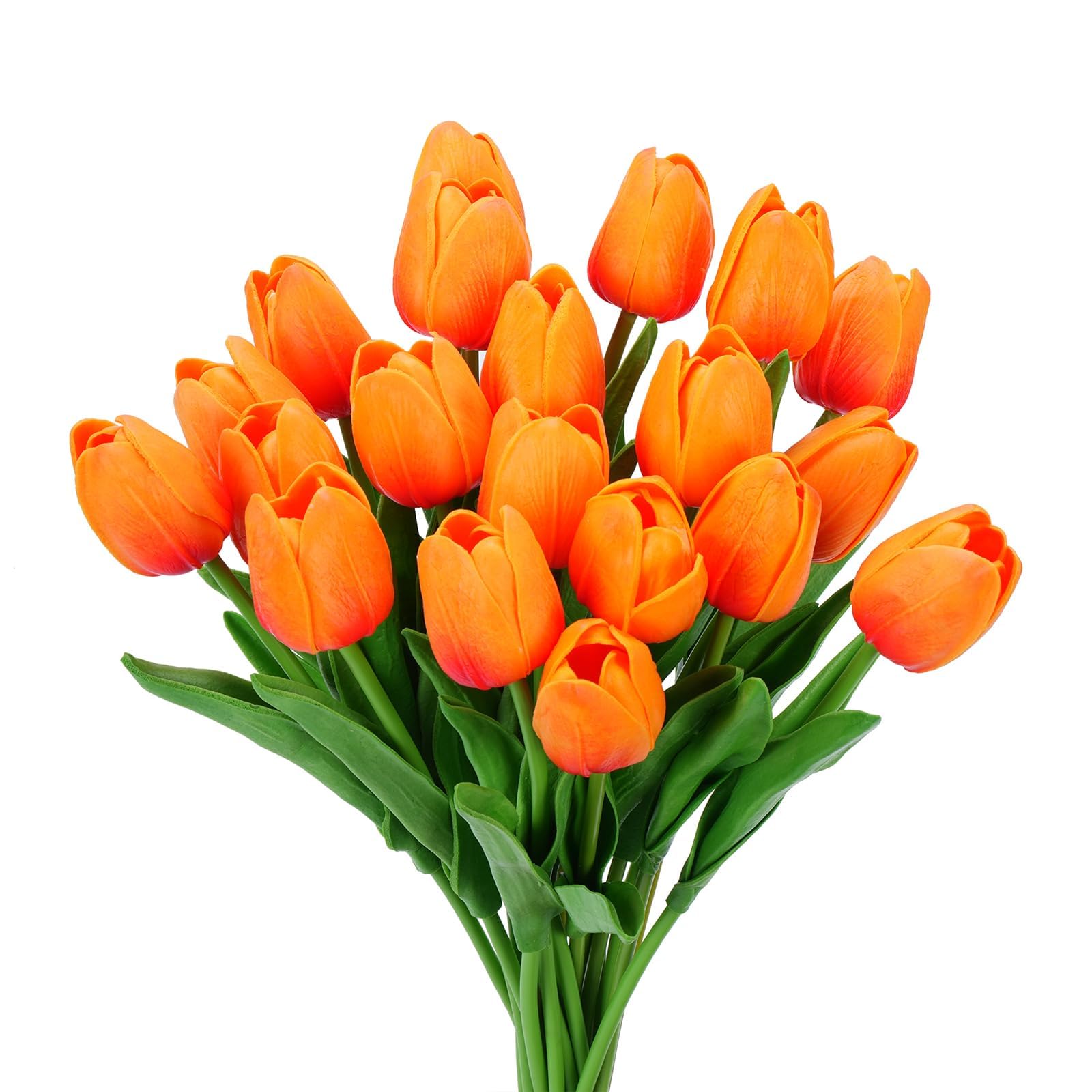 Photo 1 of Beksodi Artificial Tulips Flowers, 20 Pcs Real Touch Latex Fake Tulips Flowers for Christmas Centerpiece Mother's Day Women's Day Gifts Flowers in Home Kitchen Wedding Decorations, Orangish