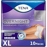 Tena Incontinence Underwear for Overnight, Unisex, XL (Pack of 10)