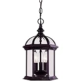 Savoy House 5-0635-BK Kensington Traditional Rustic Clear Beveled Glass Outdoor Hanging Lantern, 3-Light 120 Total Watts, 14"