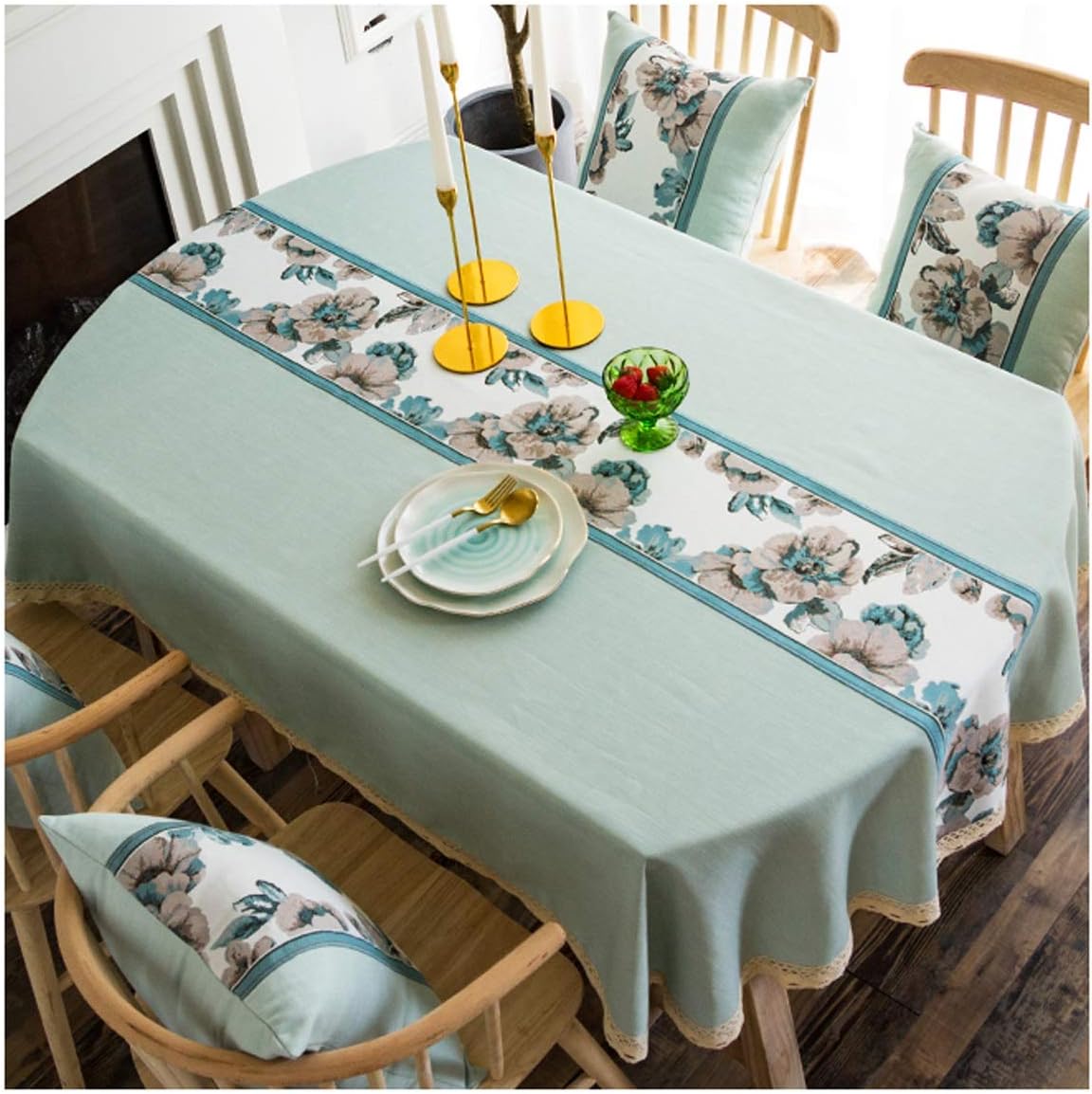 ZHILONG Wrinkle Free Oval Tablecloth OilProof/Waterproof