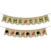 Game Time Football Burlap Banner - Go Bills Banner, Fly Eagles Fly Decor, It's Game Day Sign, Football Party Decor, Birthday & Sports Fantasy Party Decorations