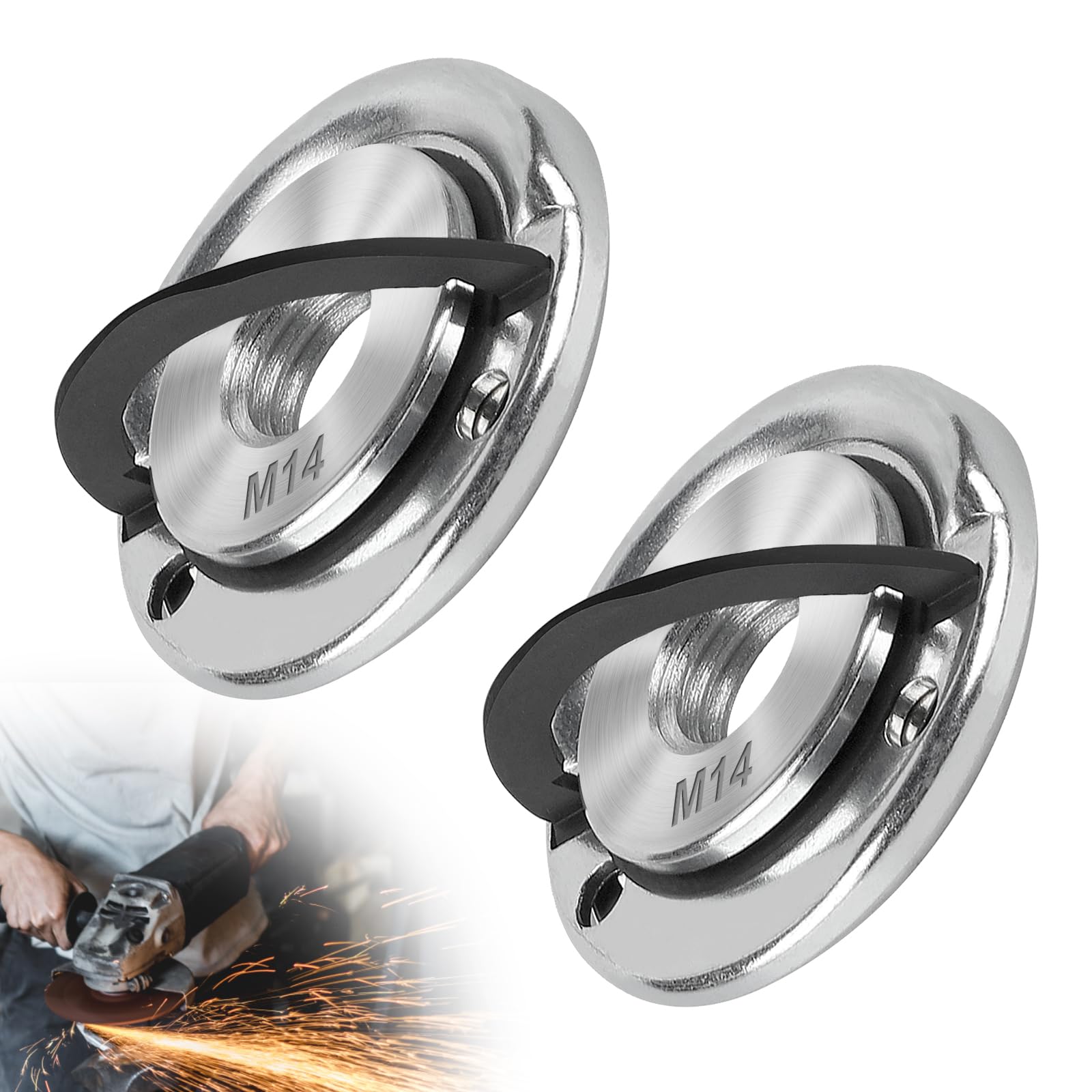 CPROSP 2 x M14 Quick Release Nut Compatible with All M14 Thread Angle Grinders from AEG, Black & Decker, Dewalt, Flex, Hitachi, Metabo, Makita