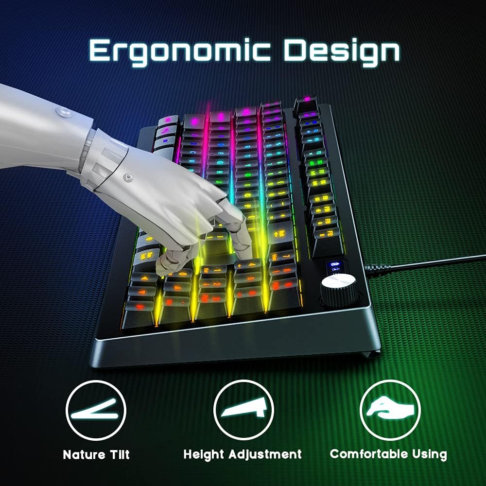 BENGOO Gaming Keyboard, RGB LED Rainbow Backlit Small Gaming Keyboard with 89 Keys and Multimedia Shortcus, Mechanical Feeling Keyboard Wired with 25 Anti-ghosting Keys for Windows Gaming PC Mac: Computers & Accessories