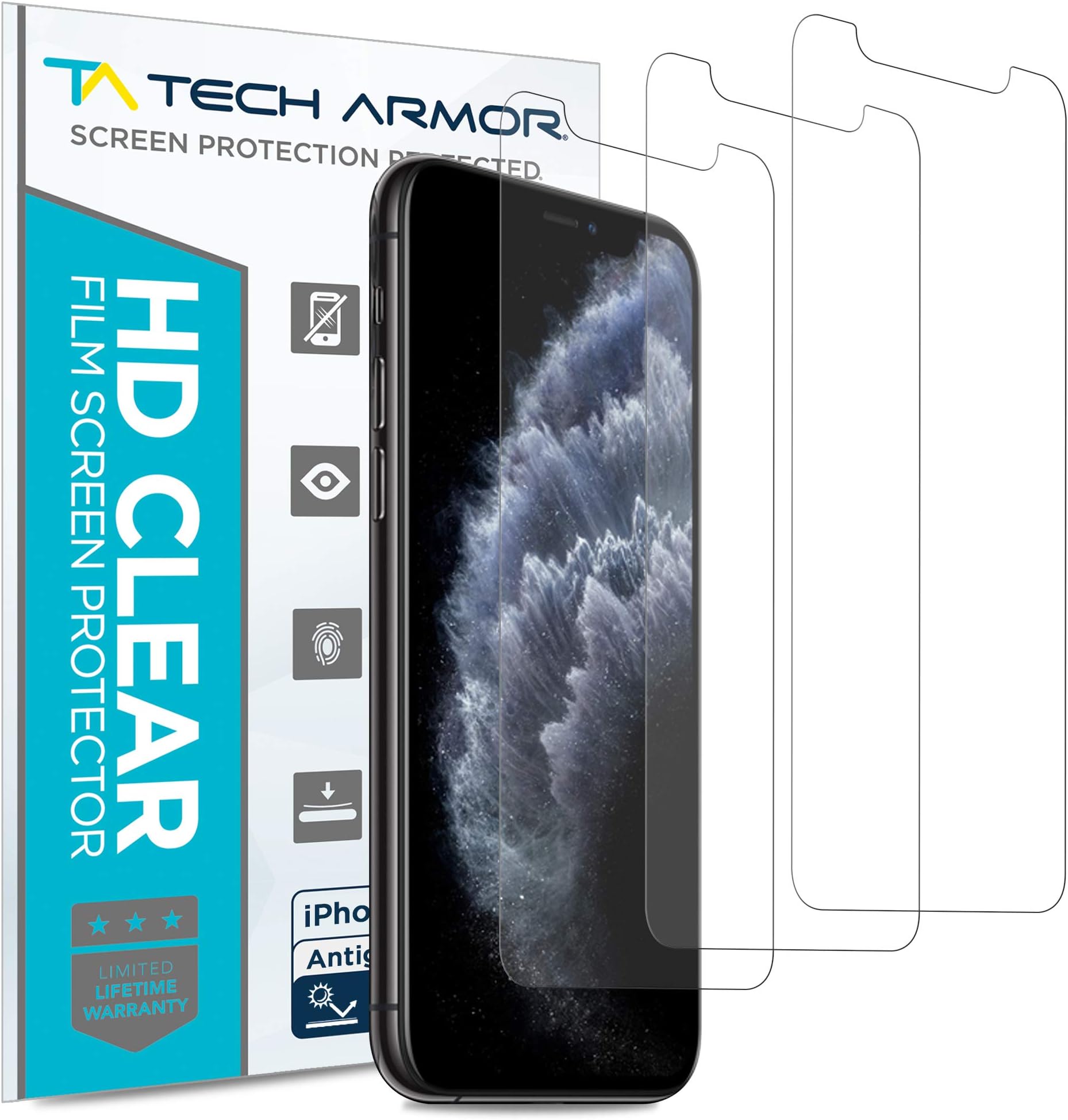 Tech Armor Matte Anti-Glare/Anti-Fingerprint Film Screen Protector Designed for Apple iPhone 11 Pro Max, Xs Max 6.5 Inch 3 Pack 2019