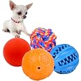 Volacopets 5-Pack Puppy Ball Toy Set - Squeaky, Bouncy, Dental & Rope Balls For Dogs