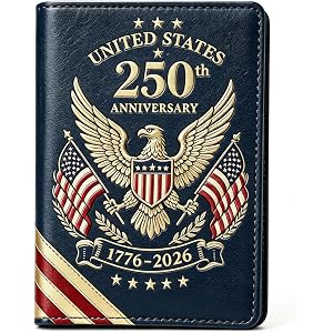 United States 250th Anniversary Passport Cover Wallet, Bald Eagle Double US Flag Faux Leather Travel Holder 1776-2026 Patriot