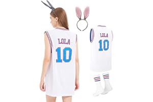 Halloween Space Movie Jersey #10 Lola Basketball Jersey with Head Hoop Socks Accessories for Women Men