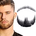 INFTOYCO Fake Beard Realistic Mustache Full Hand Tied Goatee Facial Hair Adults Men Lace Invisible False Beards for Halloween Dressing Entertainment Drama Party Movie Makeup (Black)
