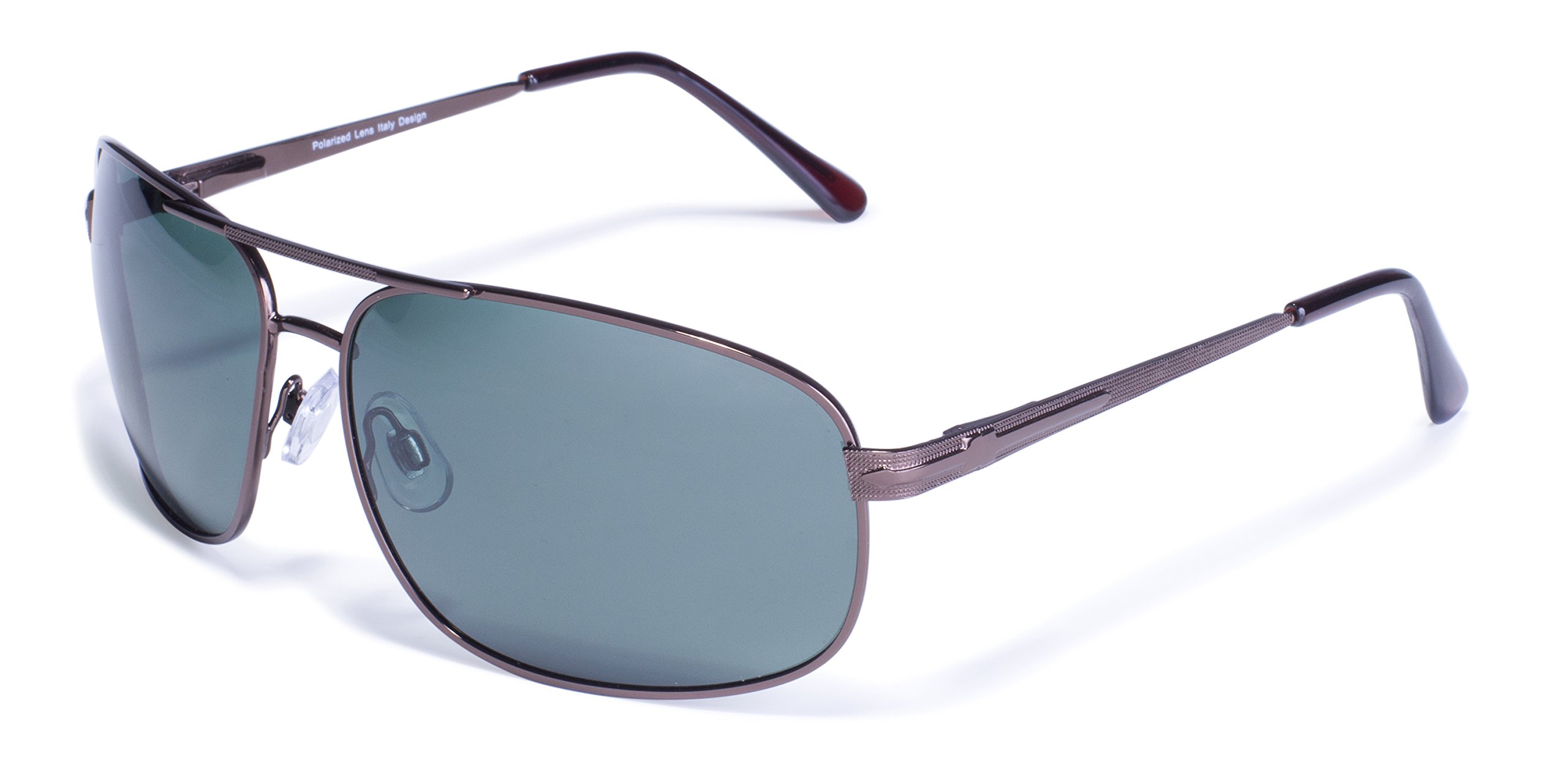 Sunglasses with Spring Hinge Green Lens, Bronze Frame