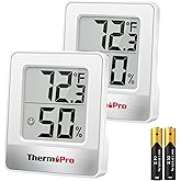 ThermoPro TP49 2 Pieces Digital Hygrometer Indoor Thermometer Humidity Meter Mini Hygrometer Thermometer with Temperature and