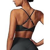 ABOCIW Womens V Neck Twist Back Sports Bra Padded Low Impact Fitness Yoga Bra Workout Crop Top