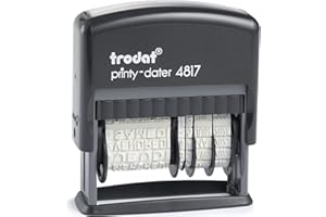 Trodat Tampon dateur 4817A - Date en Français + 12 Formules - Couleur d'Encrage Noire - Taille de Marquage 47 x 3,8 mm