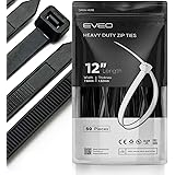 Zip Ties Heavy Duty 12 inch - Black Zip Ties | Cable Ties Straps & Zipties - Plastic Ties Wire Ties Wraps for Cables