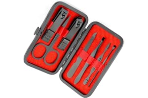 MDOZQ Manicure Set Nail Clippers Nail Tools Christmas Stocking Stuffers Pedicure Supplies Toenail Clippers for Women Men Fingernail Toenail Clipper 8 in 1 Manicure Tools Black with Leather Travel Case