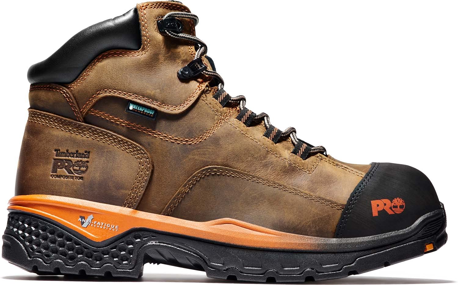 Timberland PRO Men’s Bosshog 6 Inch Composite Safety Toe Puncture Resistant Waterproof Industrial Work Boot, Brown/Red, 15 M