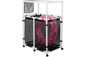 POOL FELLOWS Pool Storage Bin, 105 Gallons, Holder for Noodles, Toys, Floats, Towels, Mesh Organizer for Swimming Equipments, Basic Pro Style