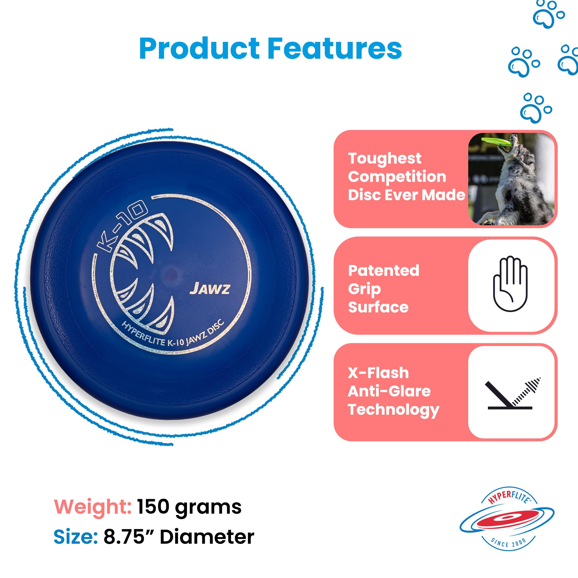 Hyperflite Jawz Dog Flying Disc World's Toughest Training Dog Toy