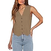 Orchidays Women's Business Button Up V Neck Vest Casual Fully Lined Sleeveless Jacket Waistcoat with Pocket
