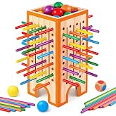 Montessori Board Game for Kids 4-6, 42 Colorful Wooden Sticks Dice Game with 12 Balls, Math &amp; Counting Educational Toy for 3 4 5 6 Year Olds, Fine Motor Skills, Classic Table Game for Family Night