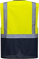 Portwest Warsaw Hi-Vis Contrast Executive Sleeveless Safety Vest L Yellow Navy view 3