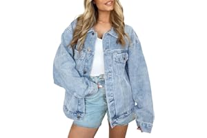 AUTOMET Womens Jean Jacket Denim Long Sleeve Oversized Button Down Shirts Trendy Coat Fall Fashion Winter Clothes Outfit