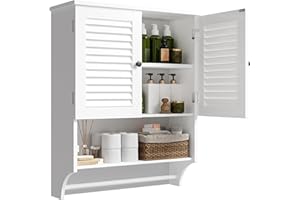 ChooChoo Medicine Cabinet, Bathroom Wall Cabinet, 2 Doors Over The Toilet Space Saver Storage Cabinet with Large Space, White