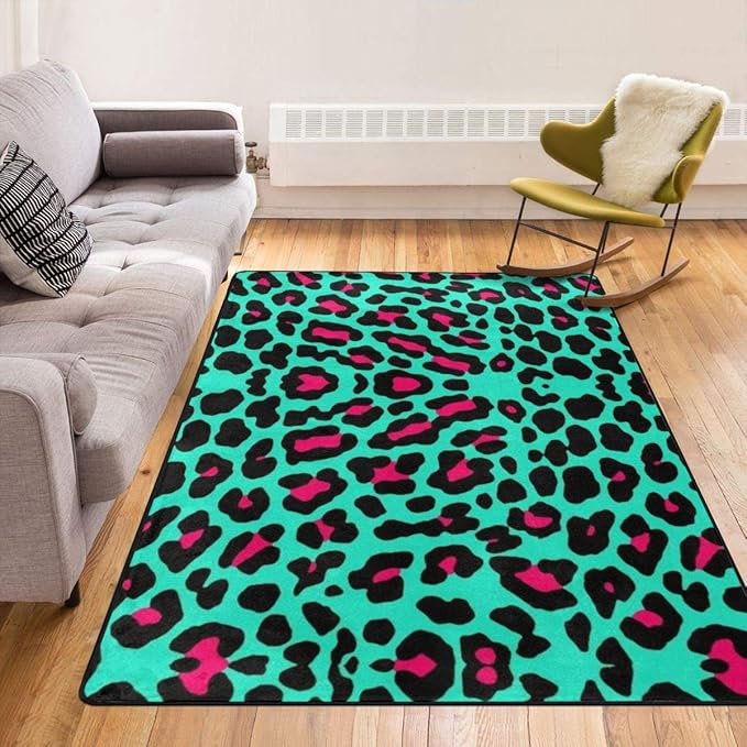 Super Soft Modern Cheetah Mint Green Leopard Eyeshade Area Rugs Living Room Carpet