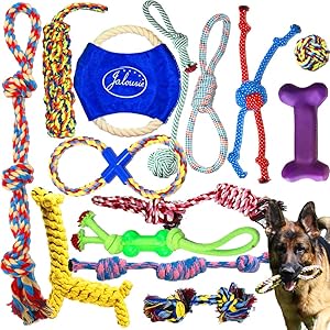 Jalousie Dog Rope Toys Dog Toy Assortment Puppy Chew Dog Rope Toy Nearly Indestructible Rope Toy Assortment for Medium Large Breeds