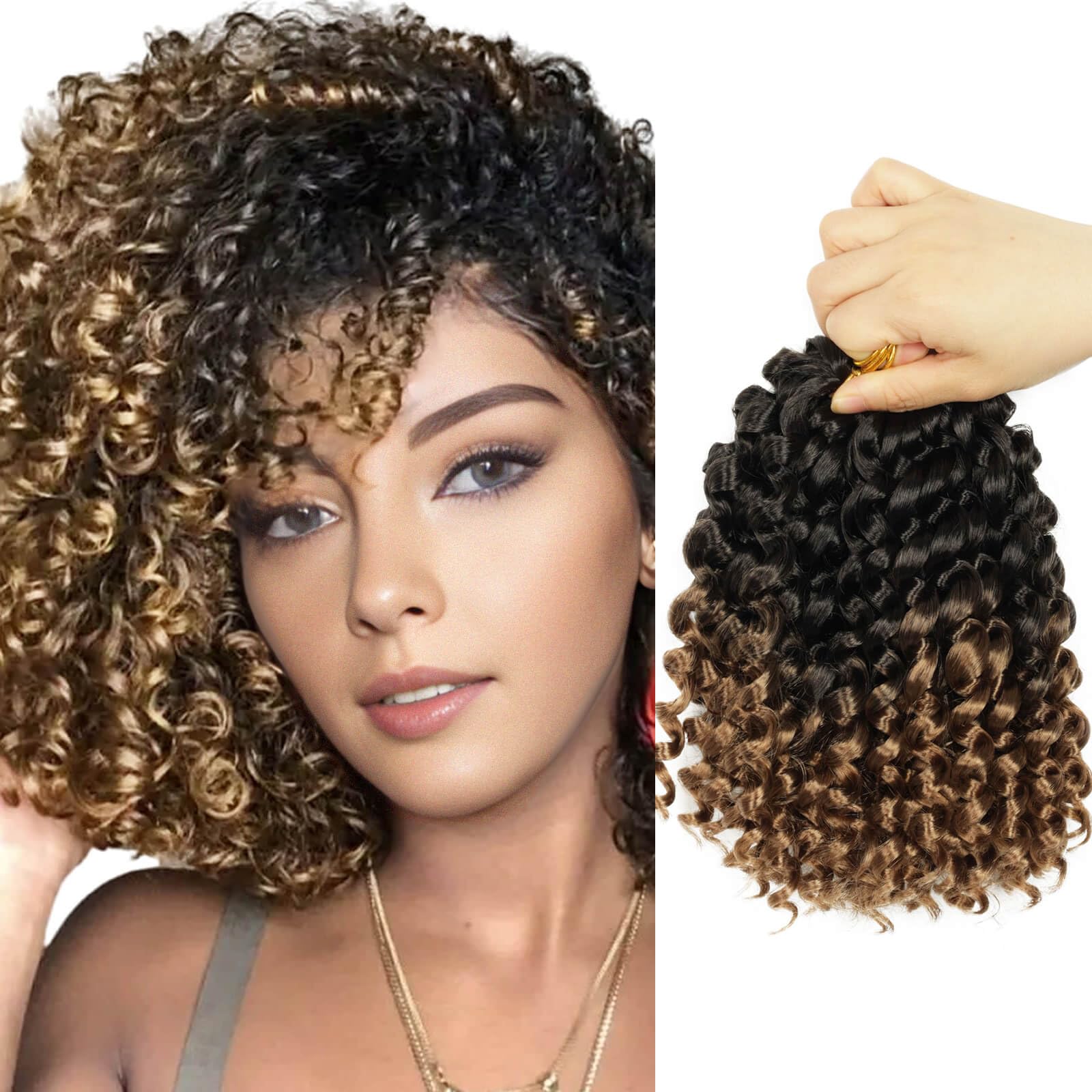 BECUS Crochet braids hair extensions Crochet Hair Extensions for Black Women Gogo Curl Jamaican Bounce Hair for Braiding Synthetic Hair 24 Root/Pack (#1B/27，3 Packs)