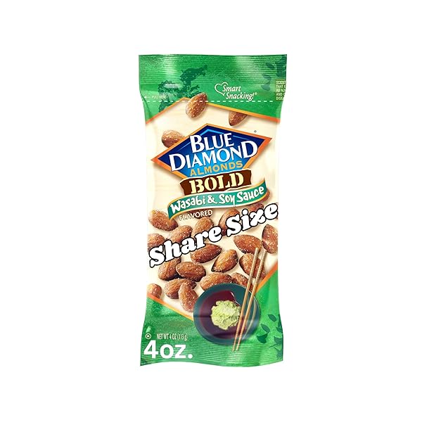 BLUE DIAMOND ALMONDS, WASABI/SOY SAUCE 12-4 OZ BAGS