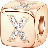 GEMDAZZ Dice Charm 26 Letters Beads with CZ, 925 Sterling Silver Initial A-Z Uppercase Alphabet Cube Charm fits Personalized Women Bracelet, Gifts for Birthday/Christmas/Friends/Family/Lover