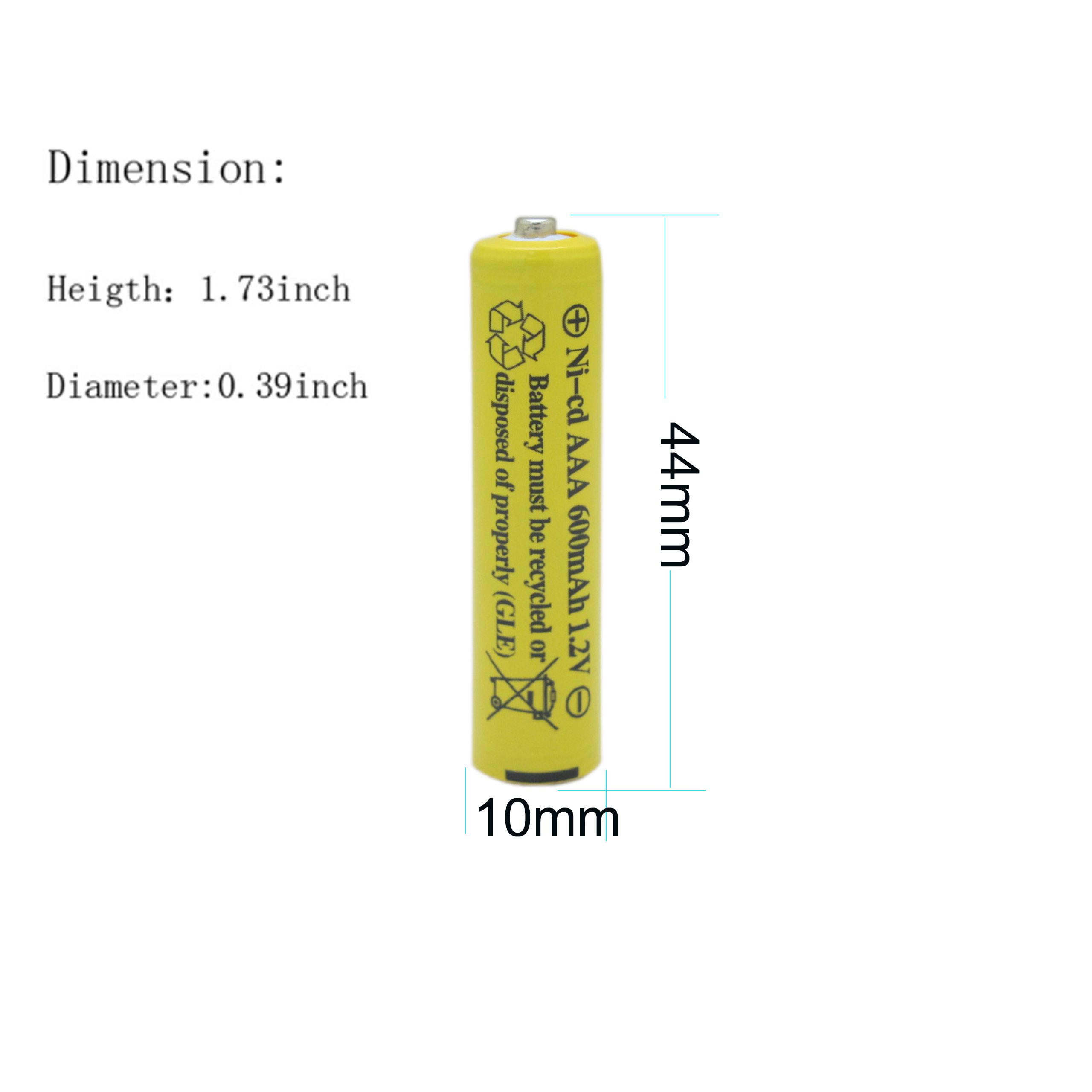 GEILIENERGY 1.2v AAA NiCd 600mAh Triple A Rechargeable Battery Cell for Solar Lights Garden Lamp(8 PCS)