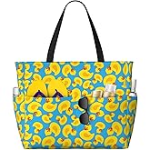 Women's Large Beach Bag Waterproof Travel Tote Bag with Pocket Sandproof Foldable Weekender Bags for Pool Vacation