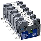 Absonic 6-Pack Tz-221 9mm 0.35 Laminated White Tz Tape Compatible for Brother Tze-221 Tze221 Tz221 9mm P Touch Tze Label Tape 0.35" White for PTD220 PTD210 PT-H111 PT-D400 PT-D600 PT-H110 Label Maker