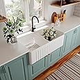 Double Bowl Farmhouse Sink Deer Valley 33 inch Fireclay Farm Kitchen Sink Apron Front Double Bowl White Ceramic Kitchen Sinks Drop in Sink (Smooth White, 33" L x 18" W)