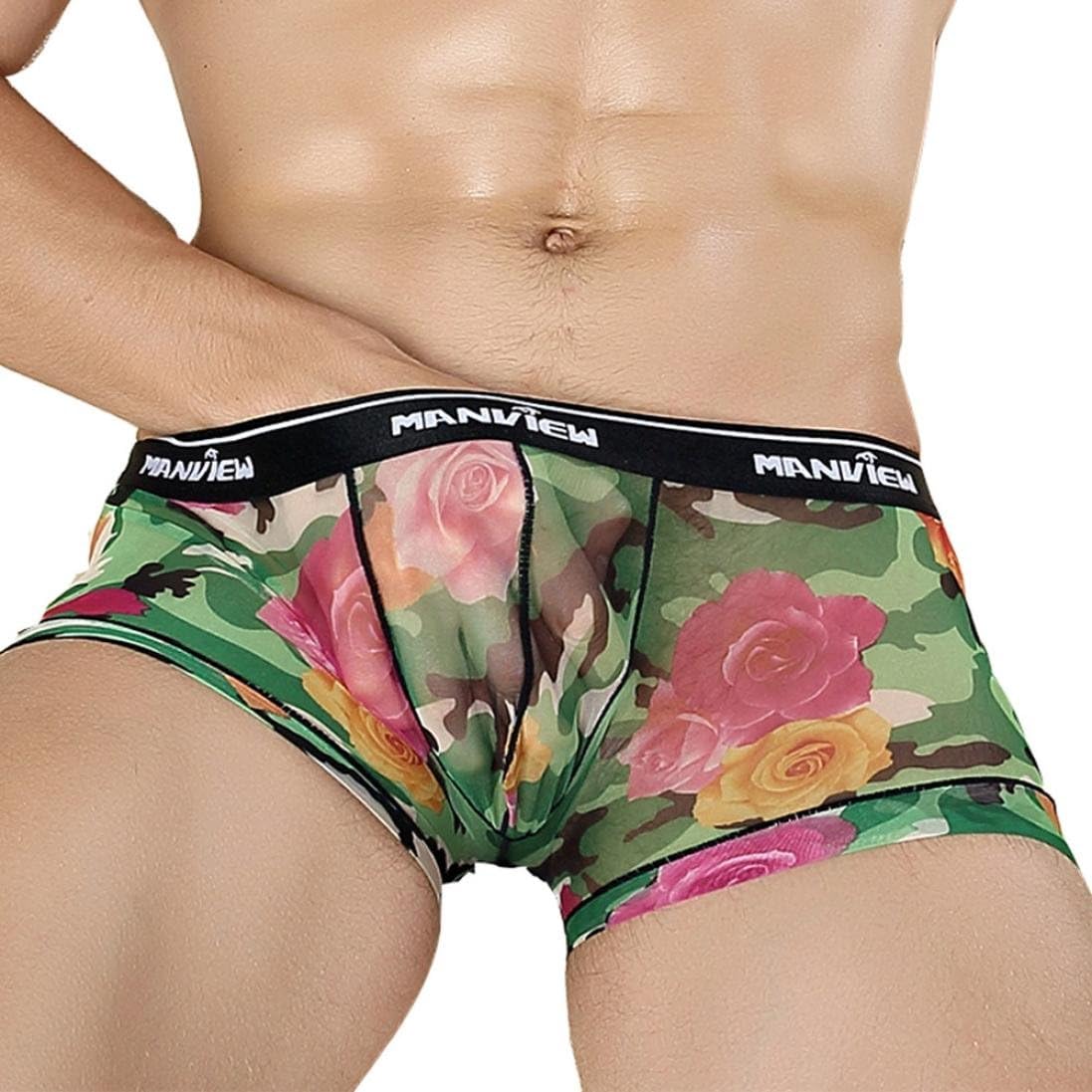 Quistal Mens Underwear Boxers Gift Bamboo Novelty Floral Pattern Boxer Shorts Sexy Breathable Underpants