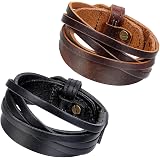 Bracelet Manchette Tressé En Cuir PU Réglable - Style Tribal Punk Gothique Pour Homme Et Femme