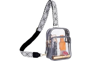 FINGUOLA Clear Bag Stadium Approved,Clear Sling Bag for Women Concerts Sports Travelling Hiking Running with Adjustable Strap