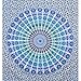 Bless International Handmade Indian hippie Bohemian Psychedelic Peacock Mandala Wall hanging College Dorm Beach Throws Table Cloth Bedding Tapestry (Peacock Sky Blue, Twin(54x72Inches)(140x185cms))