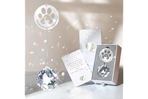 Mooncraftlogy Dog Memorial Gifts, Unique Loss of Pet Sympathy Idea, Clear Crystal Ball Rainbow Suncatcher with Paw Print for Cat or Dog Remembrance and Bereavement