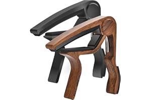 DOMMI Guitar Capo, 2 Pack Capo for Acoustic Guitar, Guitar Capo for Electric Guitars, Bass, Buzzing-Free, Quick Release, Easy to Use, Black and Rosewood