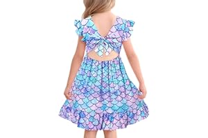 Yousie Toddler Little Girl Dress Ruffle Tie Back Backless Summer Sundress Party Dresses