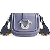 True Religion Shoulder Bag, Women's Faux Leather Crossbody Purse with Adjustable Shoulder Strap, Blue, One Size