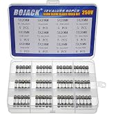 BOJACK 12 Values 60 pcs Slow Blow Glass Fuses Assortment Kit 5x20mm 250V T0.5A 1A 1.25A 1.6A 2A 2.5A 3A 3.15A 4A 5A 6.3A 10A packag in a Clear Plastic Box