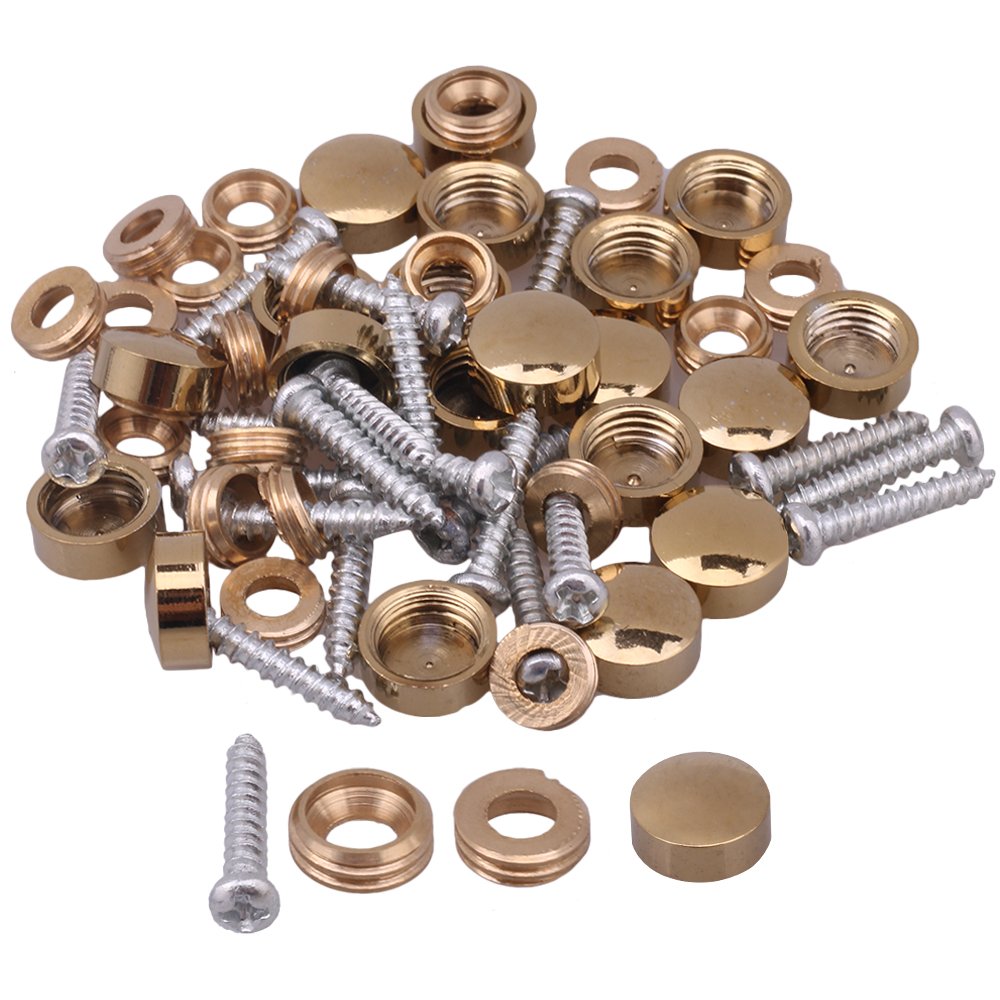 20pcs Fitting Parts Metal 10mm Diameter Gold Screw Cap Mirror Nails Decoration Lid