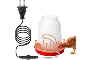 Saillong Chickens Water Heater Cord, Heated Chicken Waterer for Winter, Freeze Proof Heated Waterer for Poultry, Small Animals (Rabbits, Guinea Pigs, etc.), Prevent Water Freezing in Drinkers (1 Pack)